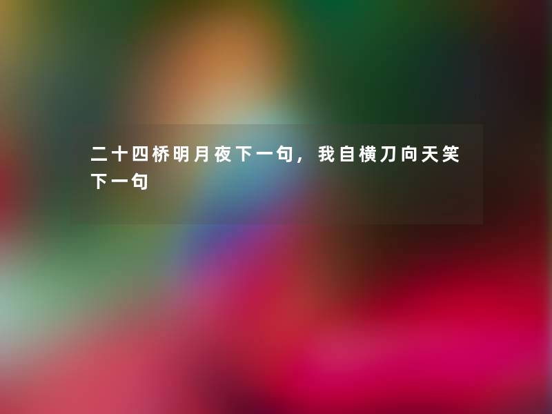 二十四桥明月夜下一句,我自横刀向天笑下一句