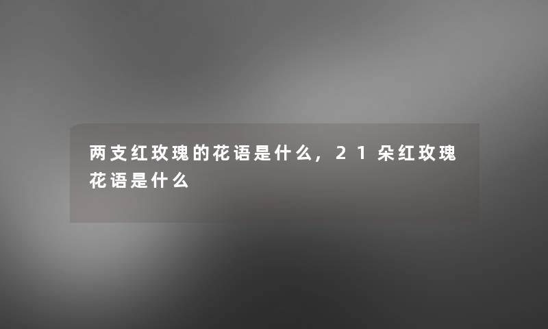 两支红玫瑰的花语是什么,21朵红玫瑰花语是什么