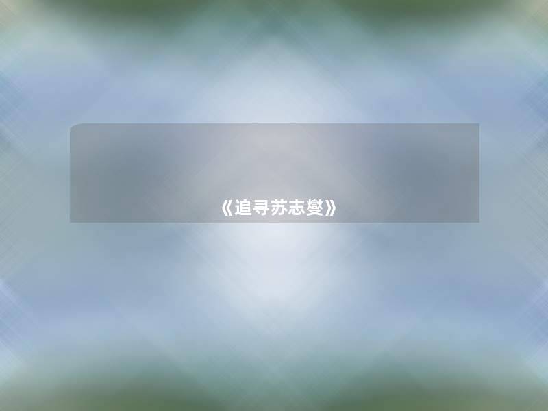 《追寻苏志燮》 《追寻苏志燮》