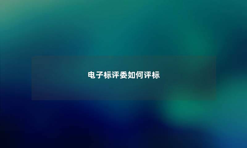 电子标评委如何评标