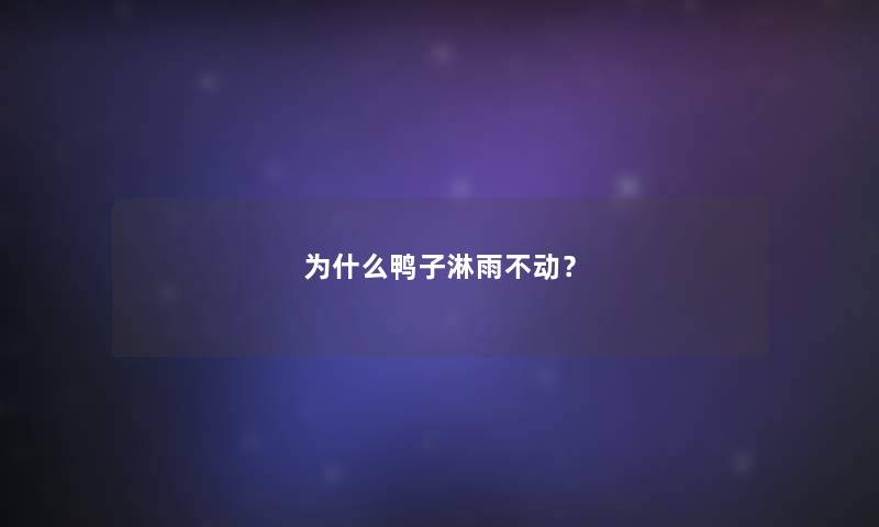 为什么鸭子淋雨不动？
