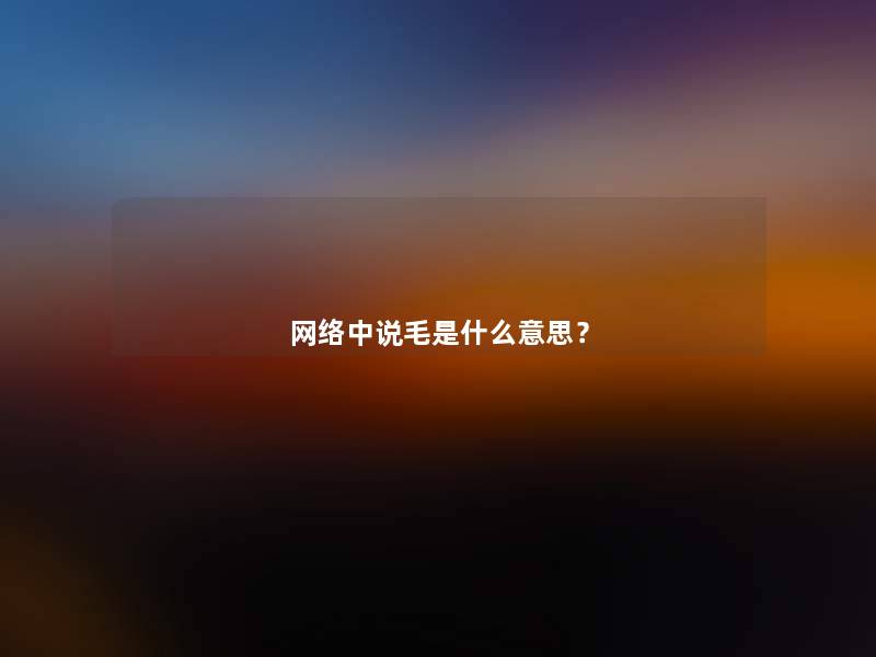 网络中说毛是什么意思？