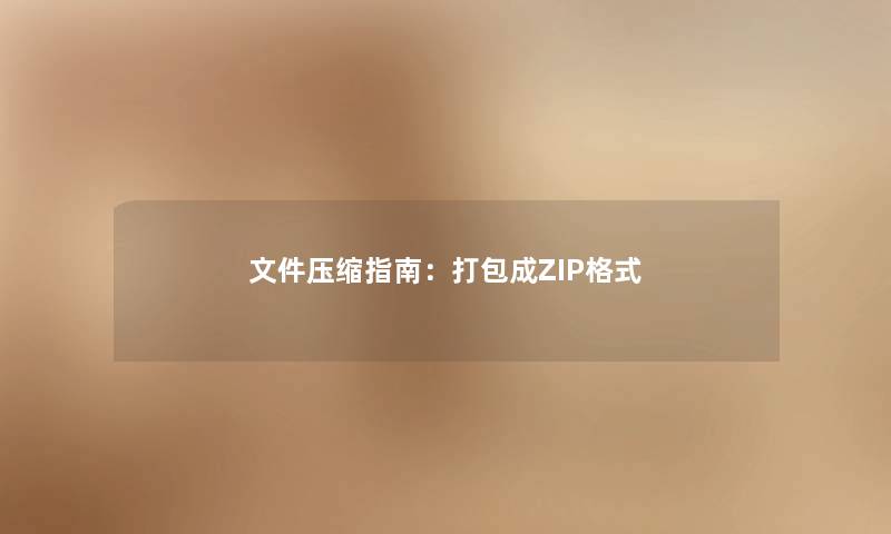 文件压缩指南：打包成ZIP格式