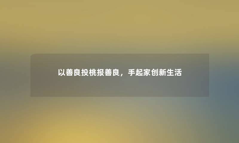 以善良投桃报善良，手起家创新生活
