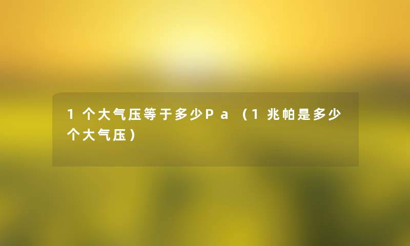 1个大气压等于多少Pa（1兆帕是多少个大气压）