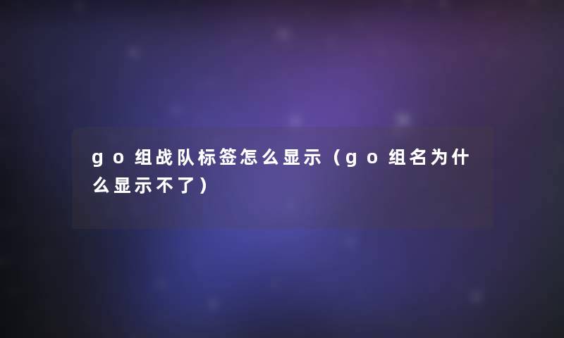 go组战队标签怎么显示（go组名为什么显示不了）