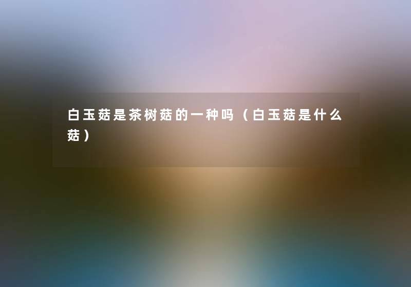 白玉菇是茶树菇的一种吗（白玉菇是什么菇）