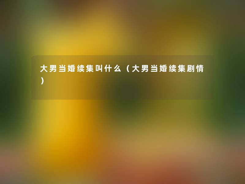 大男当婚续集叫什么（大男当婚续集剧情）