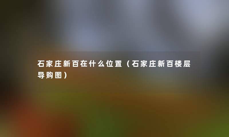 石家庄新百在什么位置（石家庄新百楼层导购图）