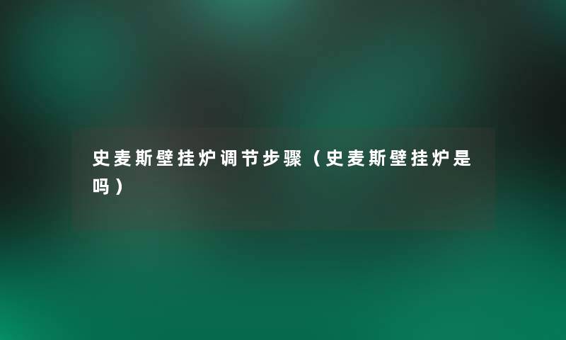 史麦斯壁挂炉调节步骤（史麦斯壁挂炉是吗）