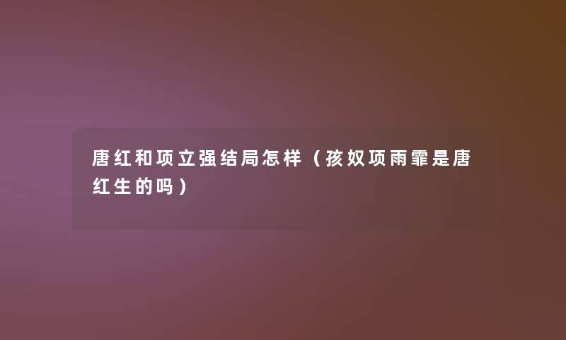 唐红和项立强结局怎样（孩奴项雨霏是唐红生的吗）