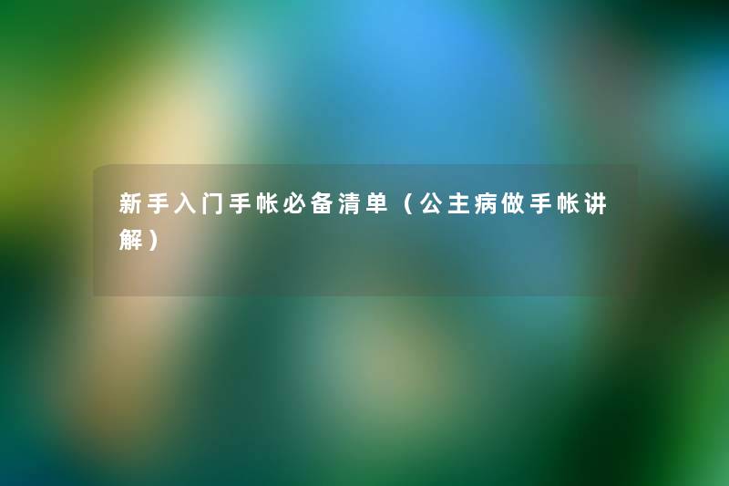 新手入门手帐必备清单（公主病做手帐讲解）