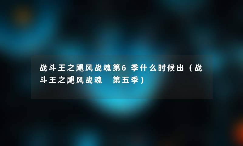 战斗王之飓风战魂第6季什么时候出（战斗王之飓风战魂 第五季）