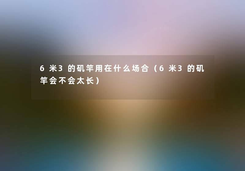 6米3的矶竿用在什么场合（6米3的矶竿会不会太长）