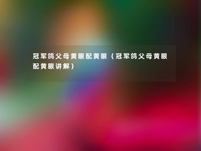 冠军鸽父母黄眼配黄眼(冠军鸽父母黄眼配黄眼讲解) 冠军鸽父母黄眼配黄眼(冠军鸽父母黄眼配黄眼讲解)