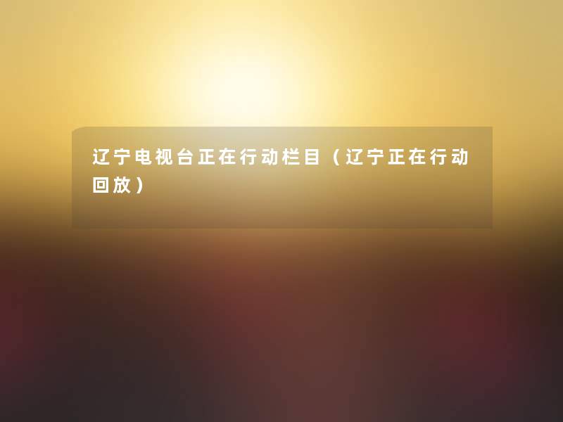 辽宁电视台正在行动栏目（辽宁正在行动回放）