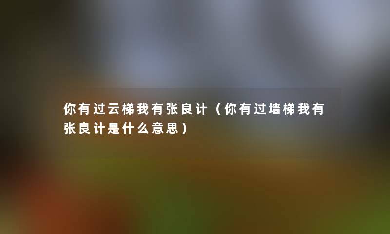 你有过云梯我有张良计（你有过墙梯我有张良计是什么意思）
