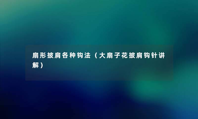 扇形披肩各种钩法(大扇子花披肩钩针讲解) 扇形披肩各种钩法(大扇子花披肩钩针讲解)