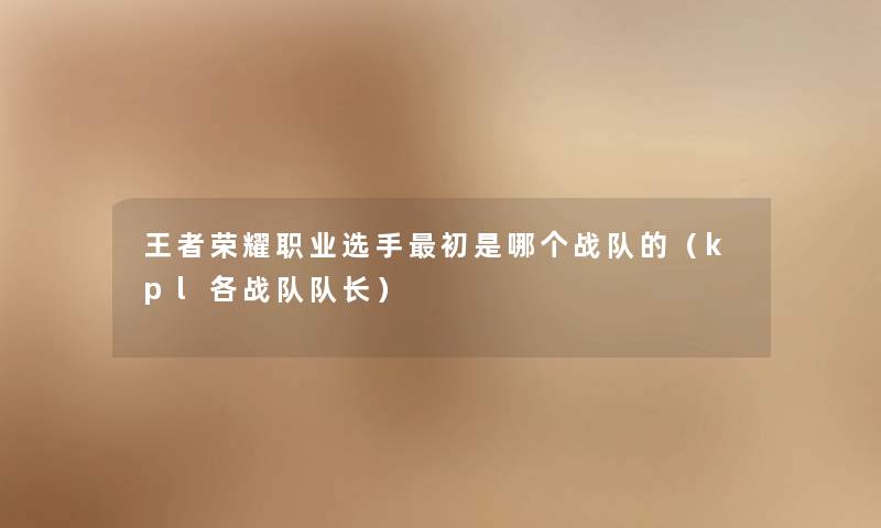 王者荣耀职业选手初是哪个战队的（kpl各战队队长）