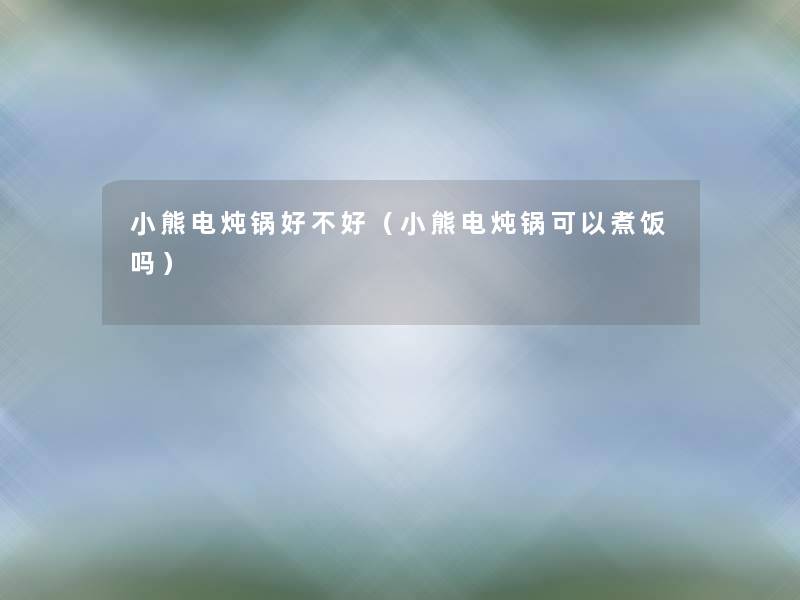 小熊电炖锅好不好（小熊电炖锅可以煮饭吗）