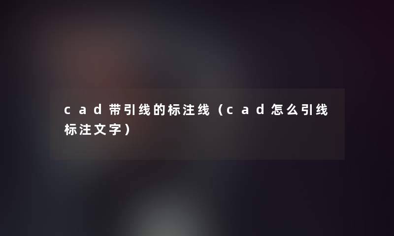 cad带引线的标注线(cad怎么引线标注文字) cad带引线的标注线(cad怎么引线标注文字)