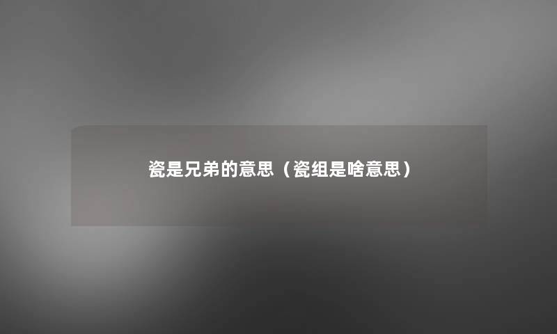 瓷是兄弟的意思(瓷组是啥意思) 瓷是兄弟的意思(瓷组是啥意思)