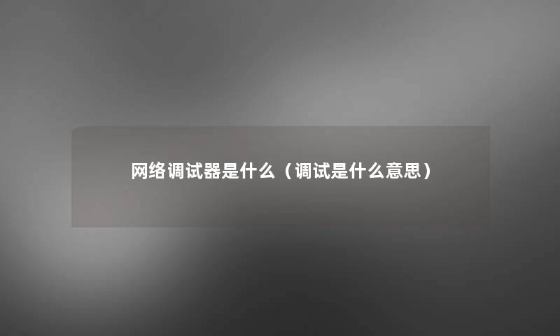 网络调试器是什么(调试是什么意思) 网络调试器是什么(调试是什么意思)