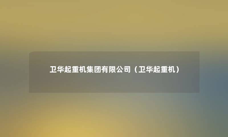 卫华起重机集团有限公司(卫华起重机) 卫华起重机集团有限公司(卫华起重机)