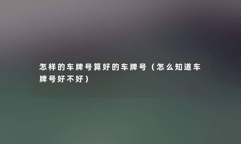 怎样的车牌号算好的车牌号(怎么知道车牌号好不好) 怎样的车牌号算好的车牌号(怎么知道车牌号好不好)