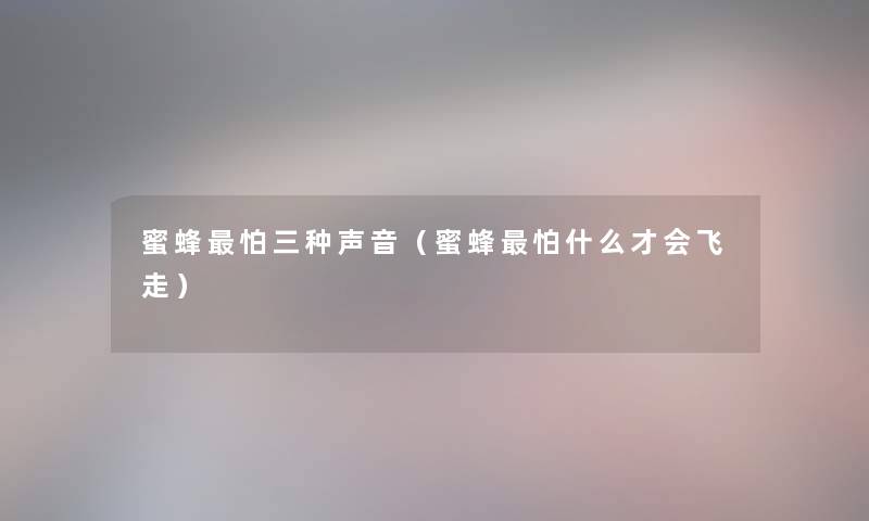 蜜蜂怕三种声音（蜜蜂怕什么才会飞走）
