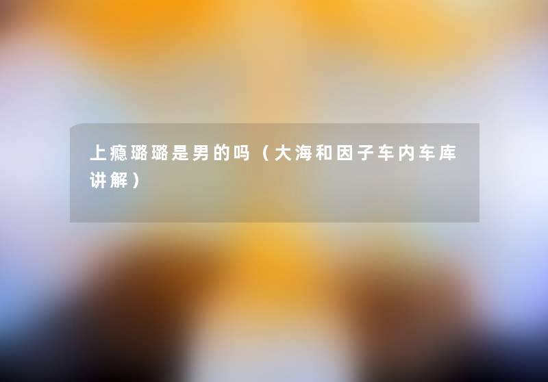 上瘾璐璐是男的吗(大海和因子车内车库讲解) 上瘾璐璐是男的吗(大海和因子车内车库讲解)