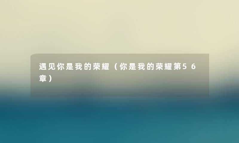 遇见你是我的荣耀(你是我的荣耀第56章) 遇见你是我的荣耀(你是我的荣耀第56章)