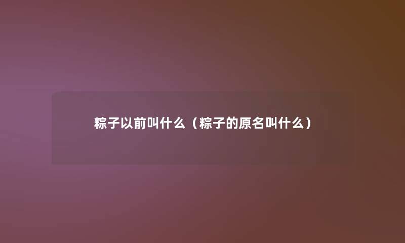 粽子以前叫什么(粽子的原名叫什么) 粽子以前叫什么(粽子的原名叫什么)
