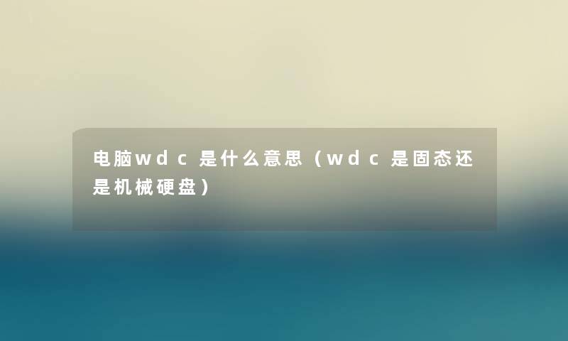 电脑wdc是什么意思(wdc是固态还是机械硬盘) 电脑wdc是什么意思(wdc是固态还是机械硬盘)