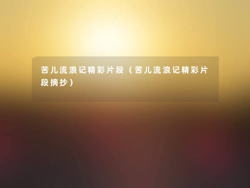 苦儿流浪记精彩片段(苦儿流浪记精彩片段摘抄) 苦儿流浪记精彩片段(苦儿流浪记精彩片段摘抄)