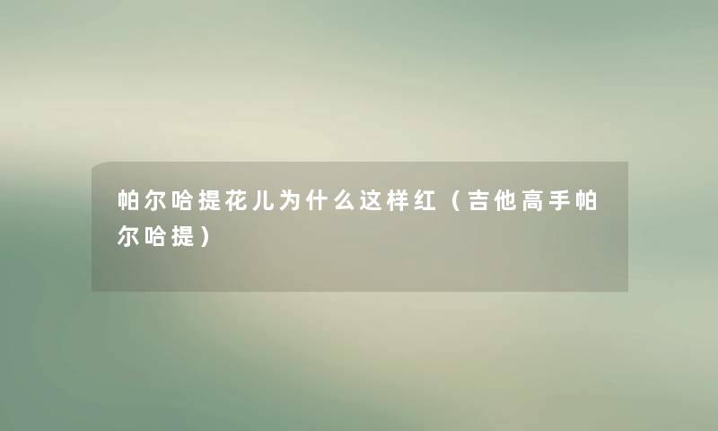 帕尔哈提花儿为什么这样红(吉他高手帕尔哈提) 帕尔哈提花儿为什么这样红(吉他高手帕尔哈提)