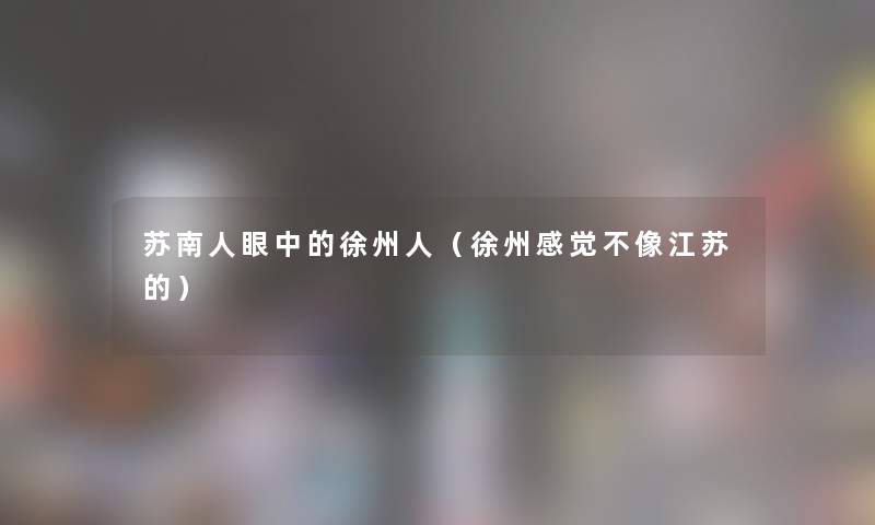 苏南人眼中的徐州人(徐州感觉不像江苏的) 苏南人眼中的徐州人(徐州感觉不像江苏的)