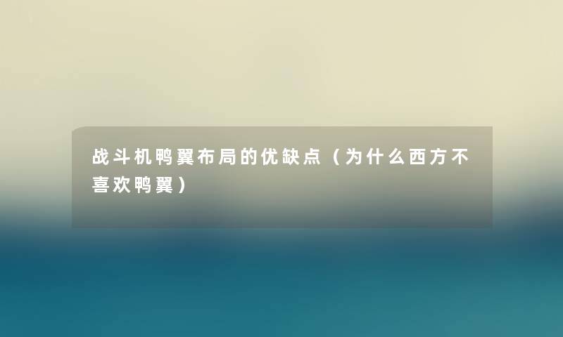 战斗机鸭翼布局的优缺点(为什么西方不喜欢鸭翼) 战斗机鸭翼布局的优缺点(为什么西方不喜欢鸭翼)