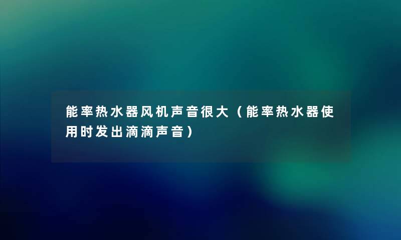 能率热水器风机声音很大（能率热水器使用时发出滴滴声音）