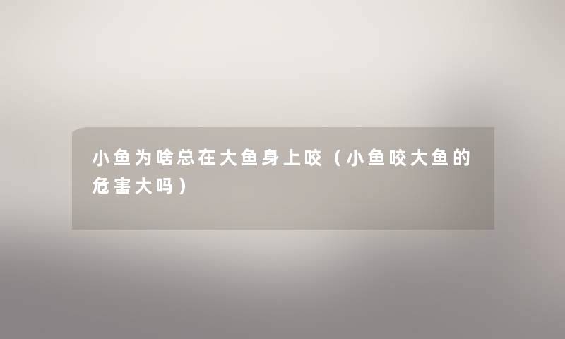 小鱼为啥总在大鱼身上咬(小鱼咬大鱼的危害大吗) 小鱼为啥总在大鱼身上咬(小鱼咬大鱼的危害大吗)