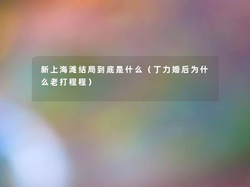 新上海滩结局到底是什么(丁力婚后为什么老打程程) 新上海滩结局到底是什么(丁力婚后为什么老打程程)