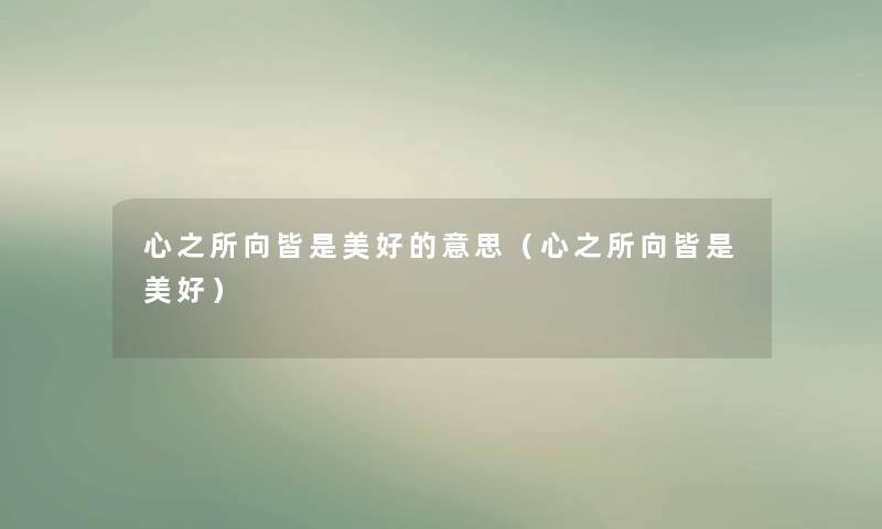 心之所向皆是美好的意思(心之所向皆是美好) 心之所向皆是美好的意思(心之所向皆是美好)