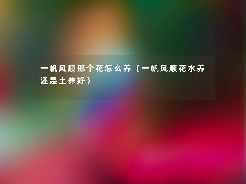 一帆风顺那个花怎么养(一帆风顺花水养还是土养好) 一帆风顺那个花怎么养(一帆风顺花水养还是土养好)