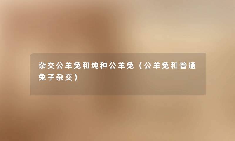 杂交公羊兔和纯种公羊兔(公羊兔和普通兔子杂交) 杂交公羊兔和纯种公羊兔(公羊兔和普通兔子杂交)