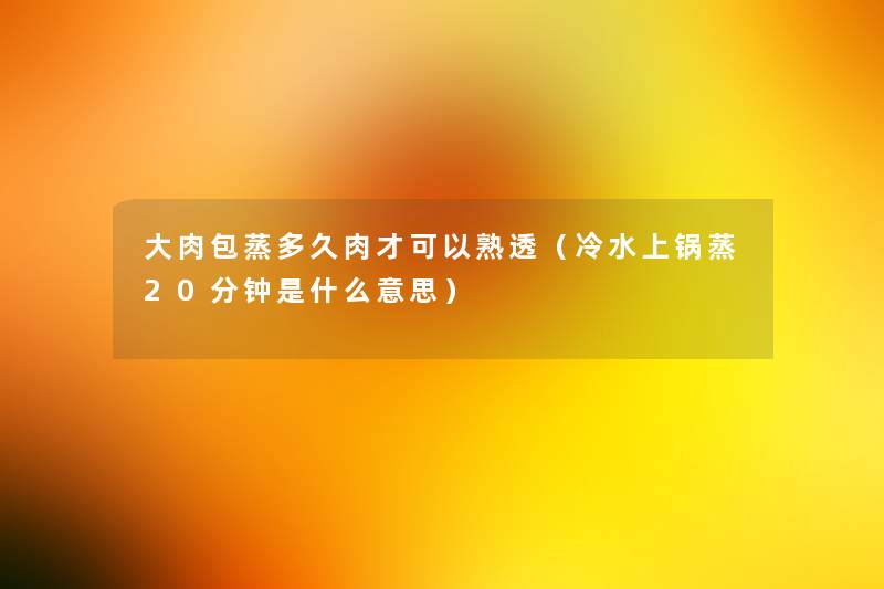 大肉包蒸多久肉才可以熟透(冷水上锅蒸20分钟是什么意思) 大肉包蒸多久肉才可以熟透(冷水上锅蒸20分钟是什么意思)