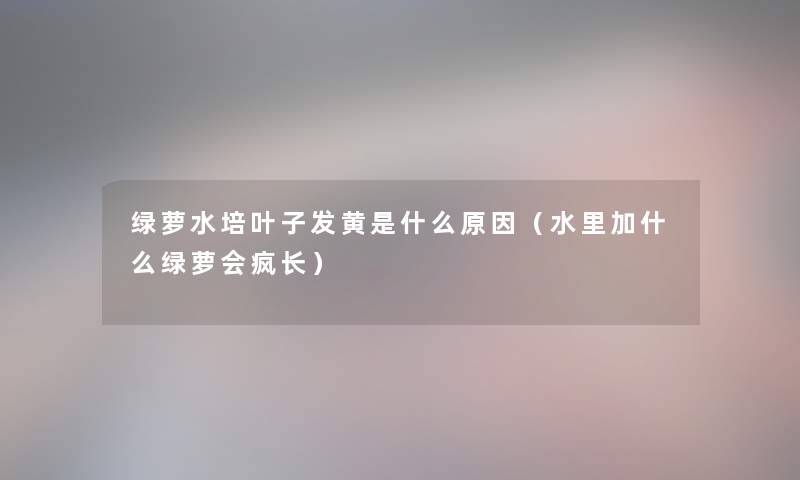 绿萝水培叶子发黄是什么原因(水里加什么绿萝会疯长) 绿萝水培叶子发黄是什么原因(水里加什么绿萝会疯长)