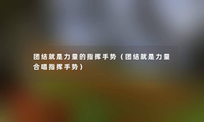 团结就是力量的指挥手势(团结就是力量合唱指挥手势) 团结就是力量的指挥手势(团结就是力量合唱指挥手势)