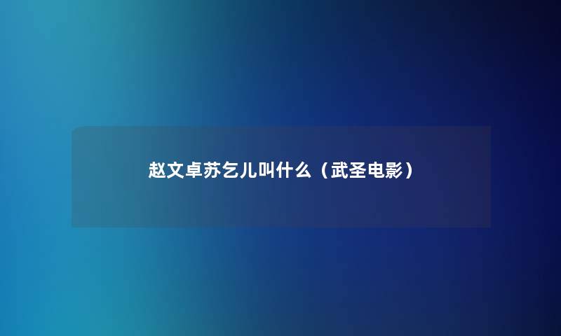 赵文卓苏乞儿叫什么(武圣电影) 赵文卓苏乞儿叫什么(武圣电影)