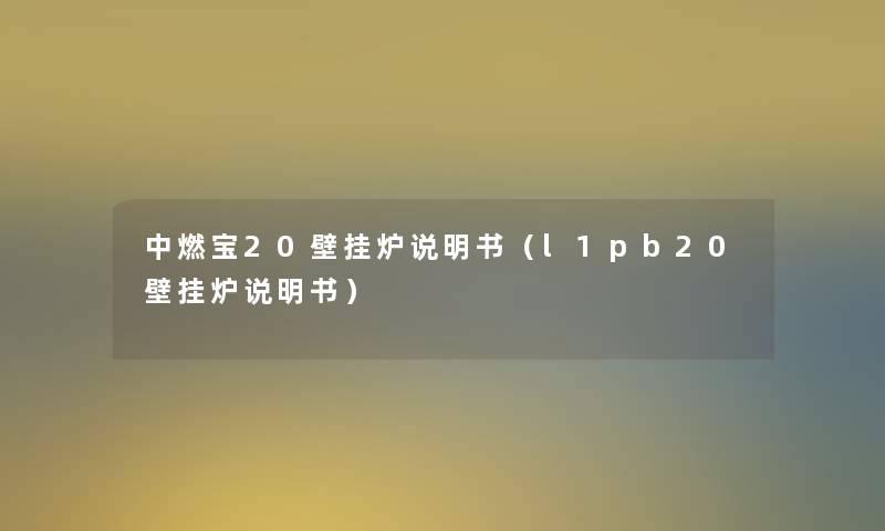 中燃宝20壁挂炉说明书(l1pb20壁挂炉说明书) 中燃宝20壁挂炉说明书(l1pb20壁挂炉说明书)