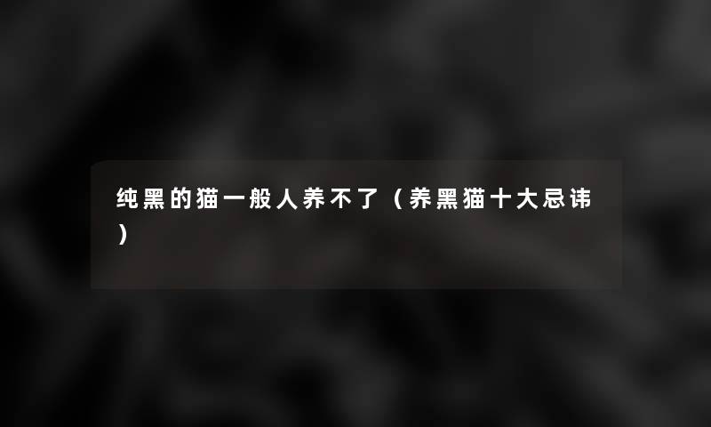 纯黑的猫一般人养不了(养黑猫一些忌讳) 纯黑的猫一般人养不了(养黑猫一些忌讳)